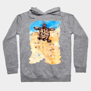 turtle on the sand Hoodie